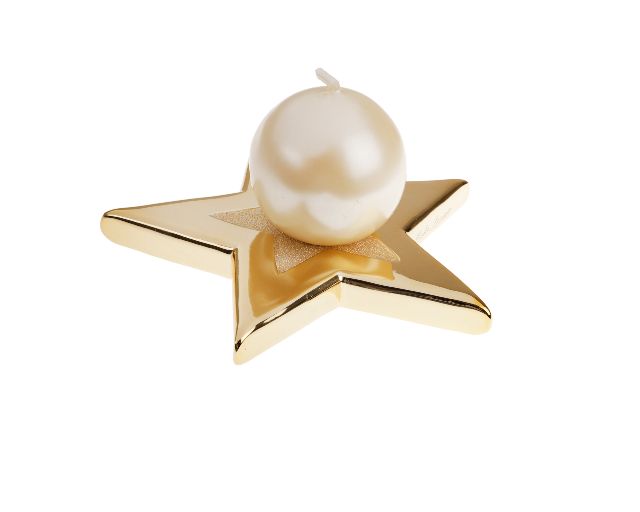 Portacandele Di Natale Stella Con Candela E Nastro Selezione Zanolli 159132 941ma3301oro