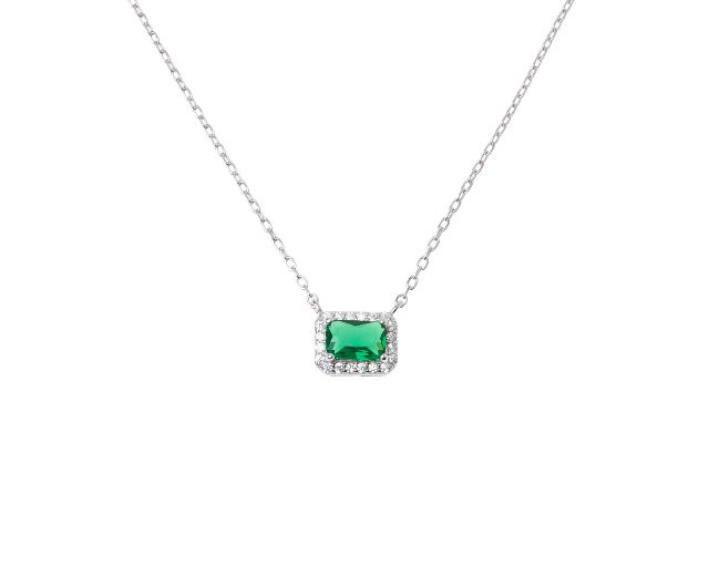 Necklace luce silver with cubic zirconia and emerald zircon
