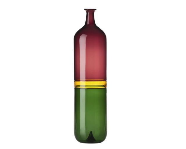 Vaso bolle vetro di murano verde mela, giallo e viola