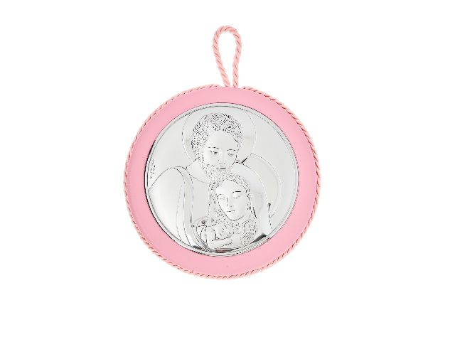 Music box medallion holy family pink