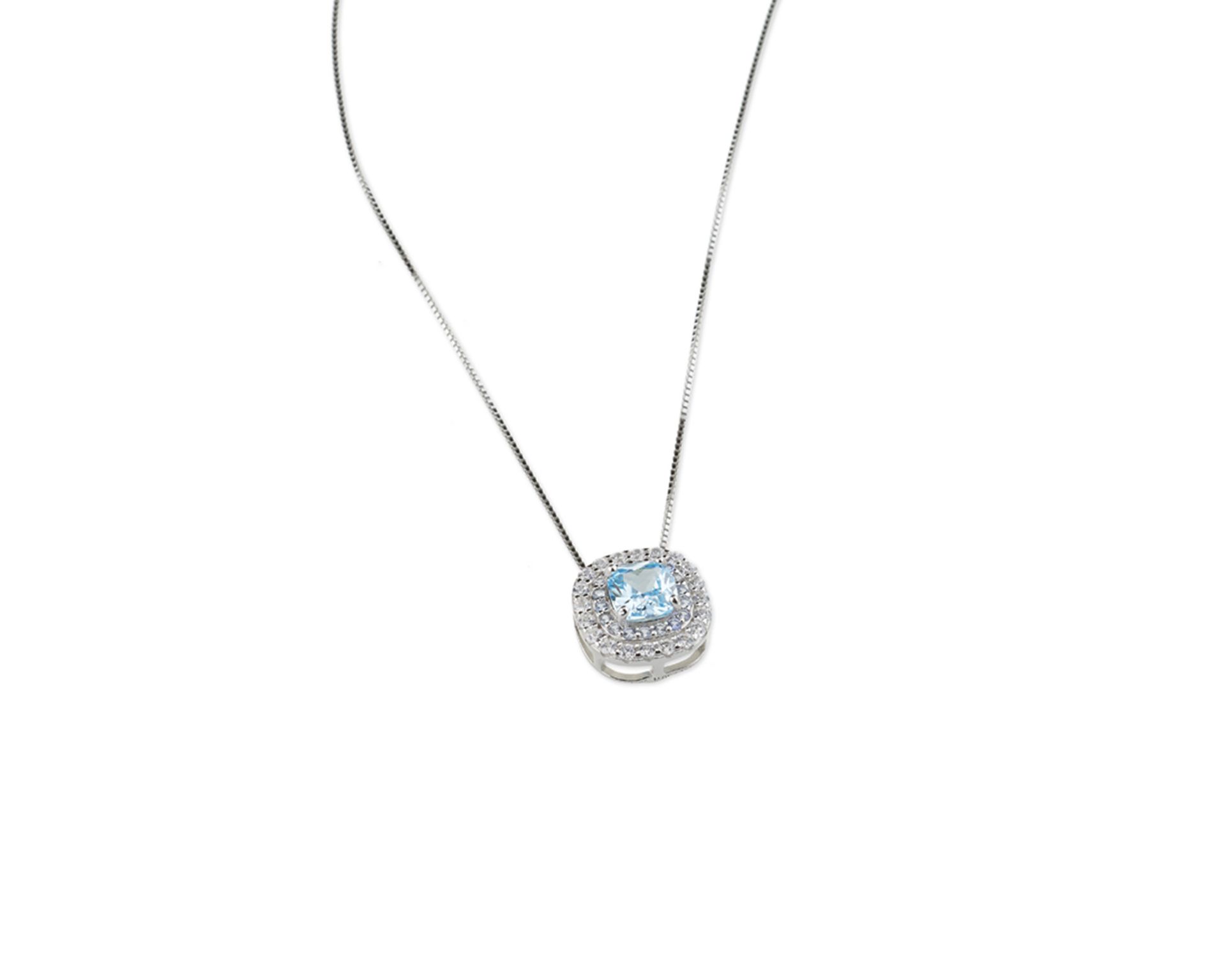 Necklace Luce Silver With Cubic Zirconia And Aquamarine Zircon Sovrani 178535 814j8606