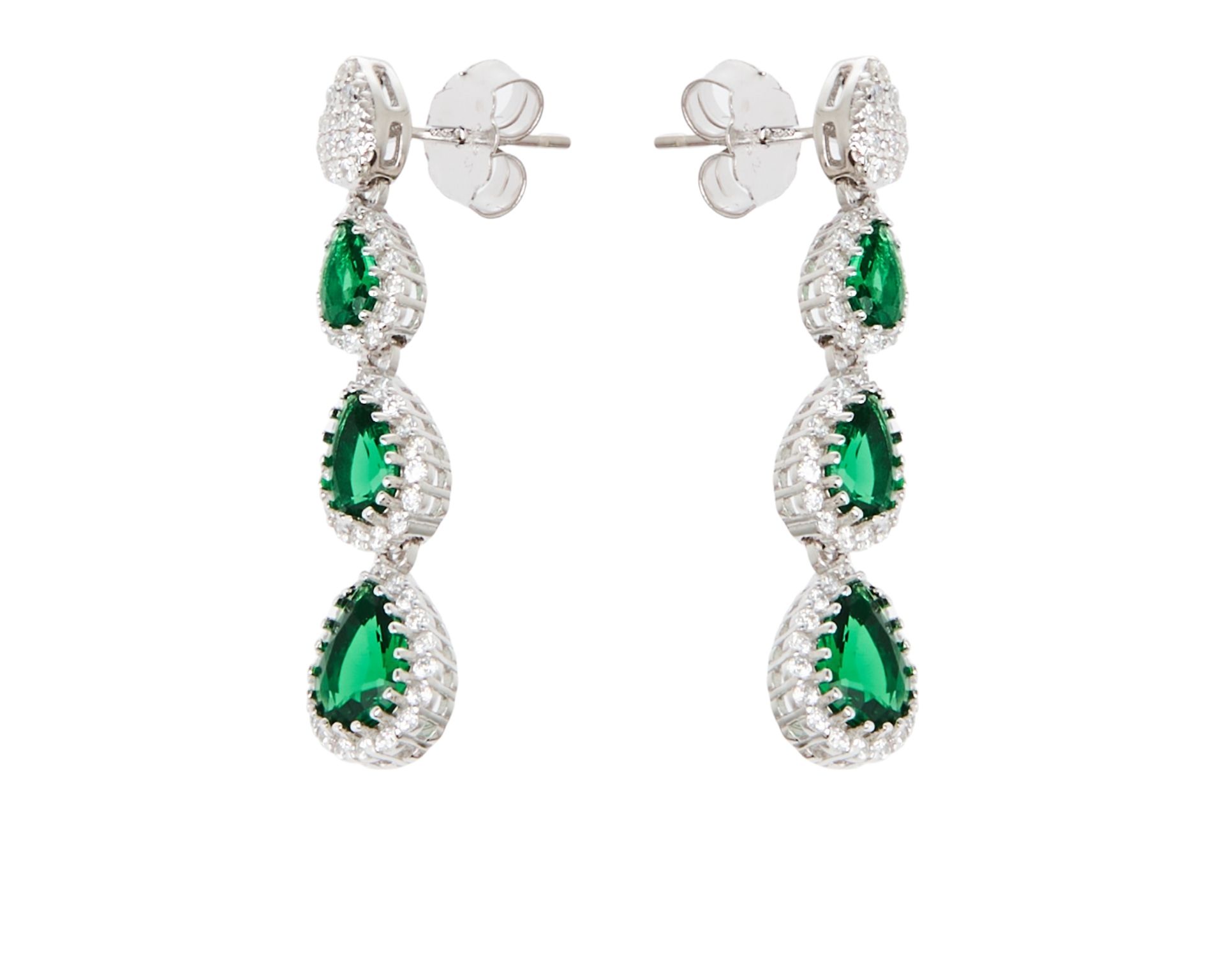 Earrings Silver With Green And White Zircons Sovrani 187425 814j11008