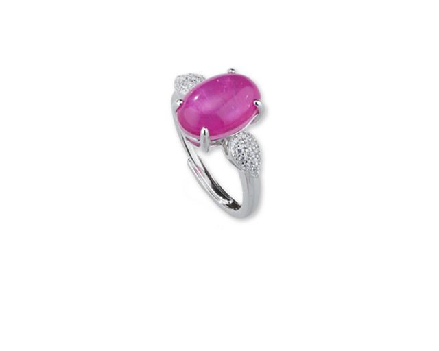 Ring luce silver with cubic zirconia and fuchsia fusion stone