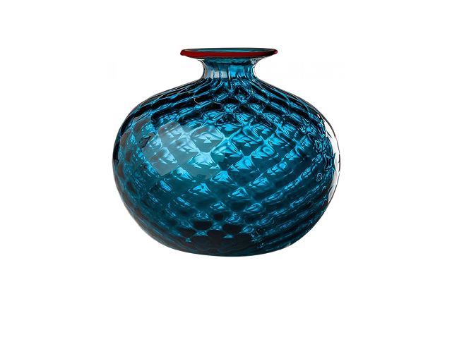Vase monofiore balloton murano glass horizon with red ring
