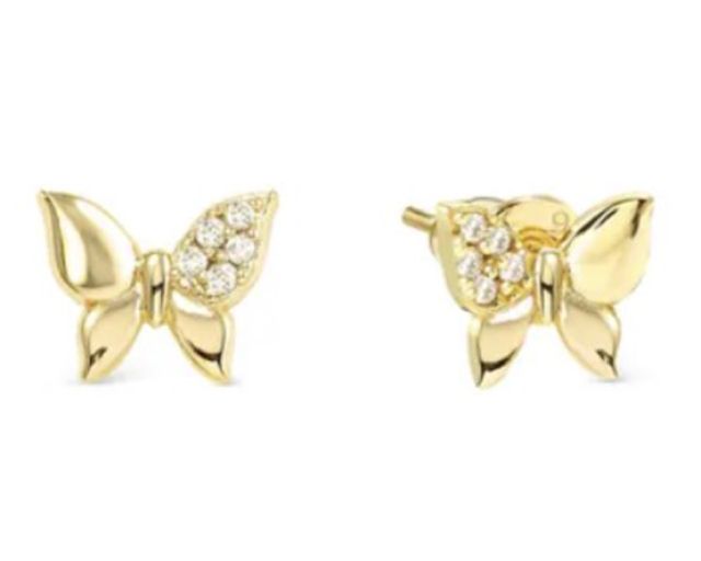 Orecchini petit sparkle argento dorato farfalla e zirconi