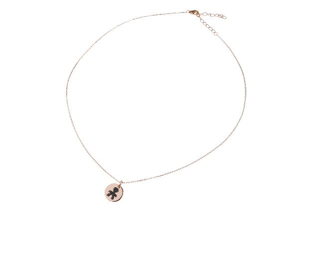 Necklace silver round boy and black zircons