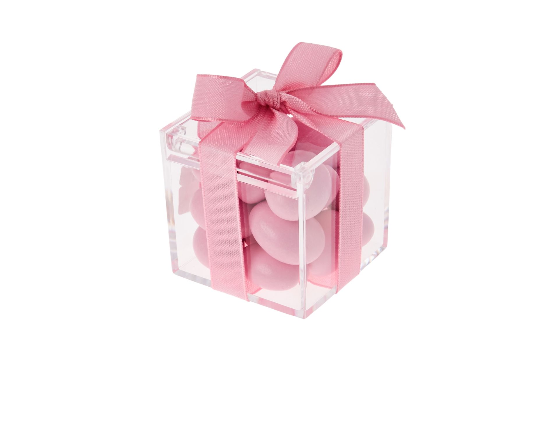 Scatolina In Plexiglass Con Tenerezze Rosa E Nastro Rosa Selezione Zanolli 181476 C24nr038