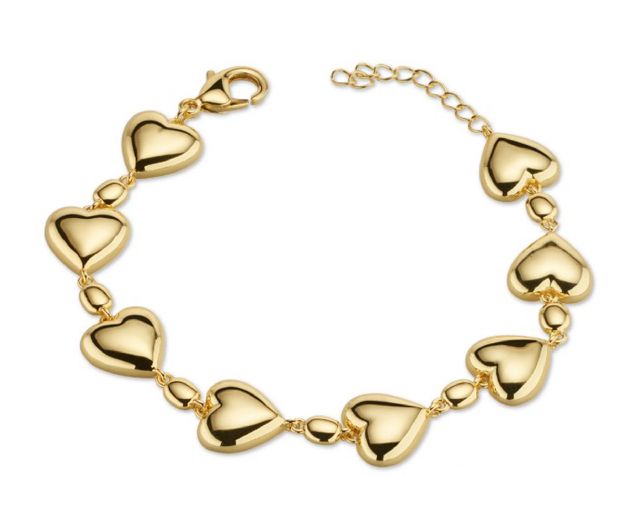 Bracciale cuore ottone finitura oro