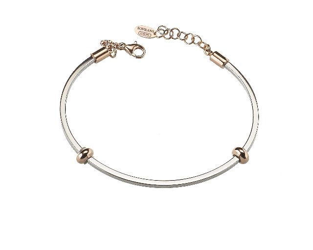 Rigid bracelet dancing names silver with rosè gold elements