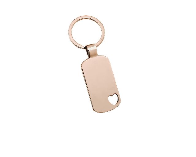 Portachiavi con foro a cuore in metallo dorato rosa