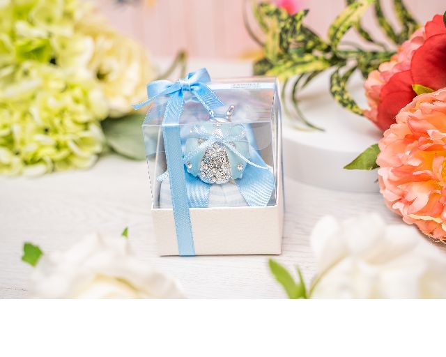 Ladybug blue with crystals and sugared almonds