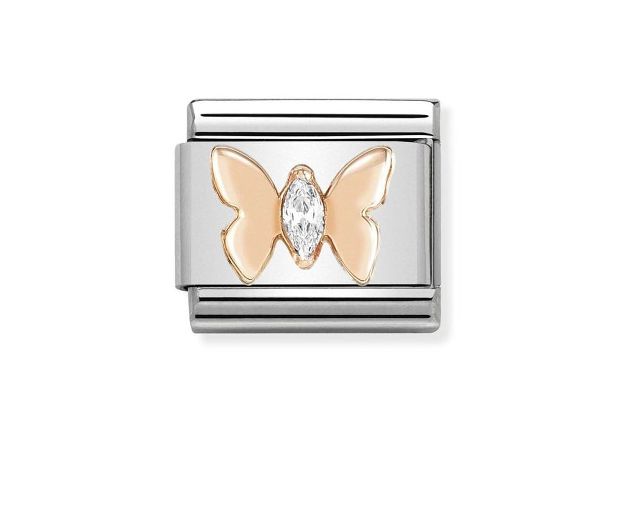 Butterfly composable steel rosègold and zircons