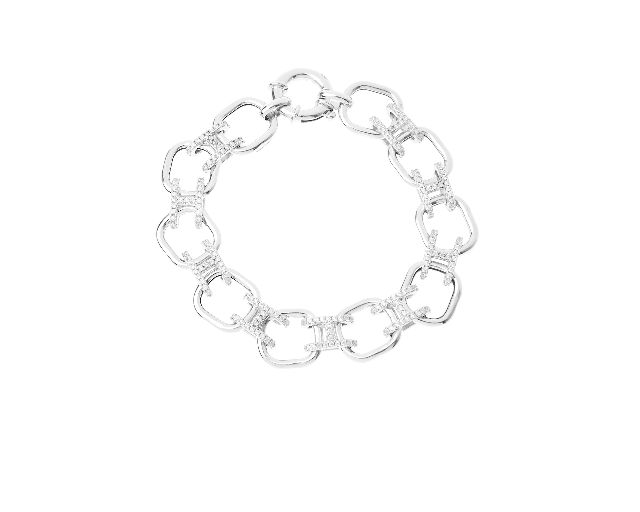Bracciale argento maglia quadra con zirconi