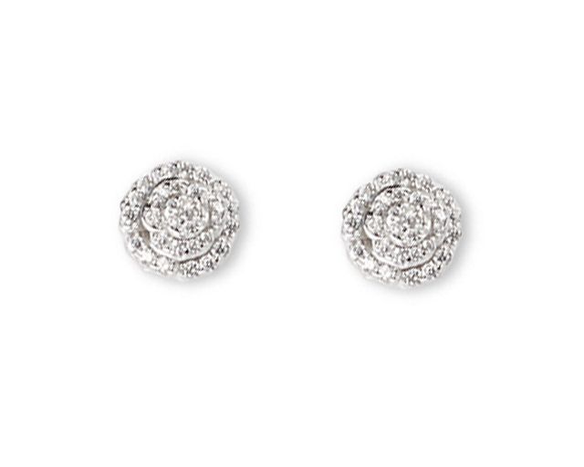 Orecchini fiore argento con zirconi bianchi