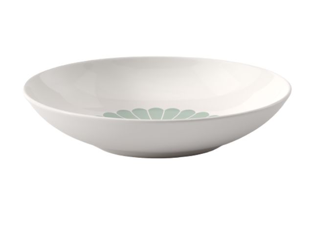 Pasta plate fleur vert porcelain