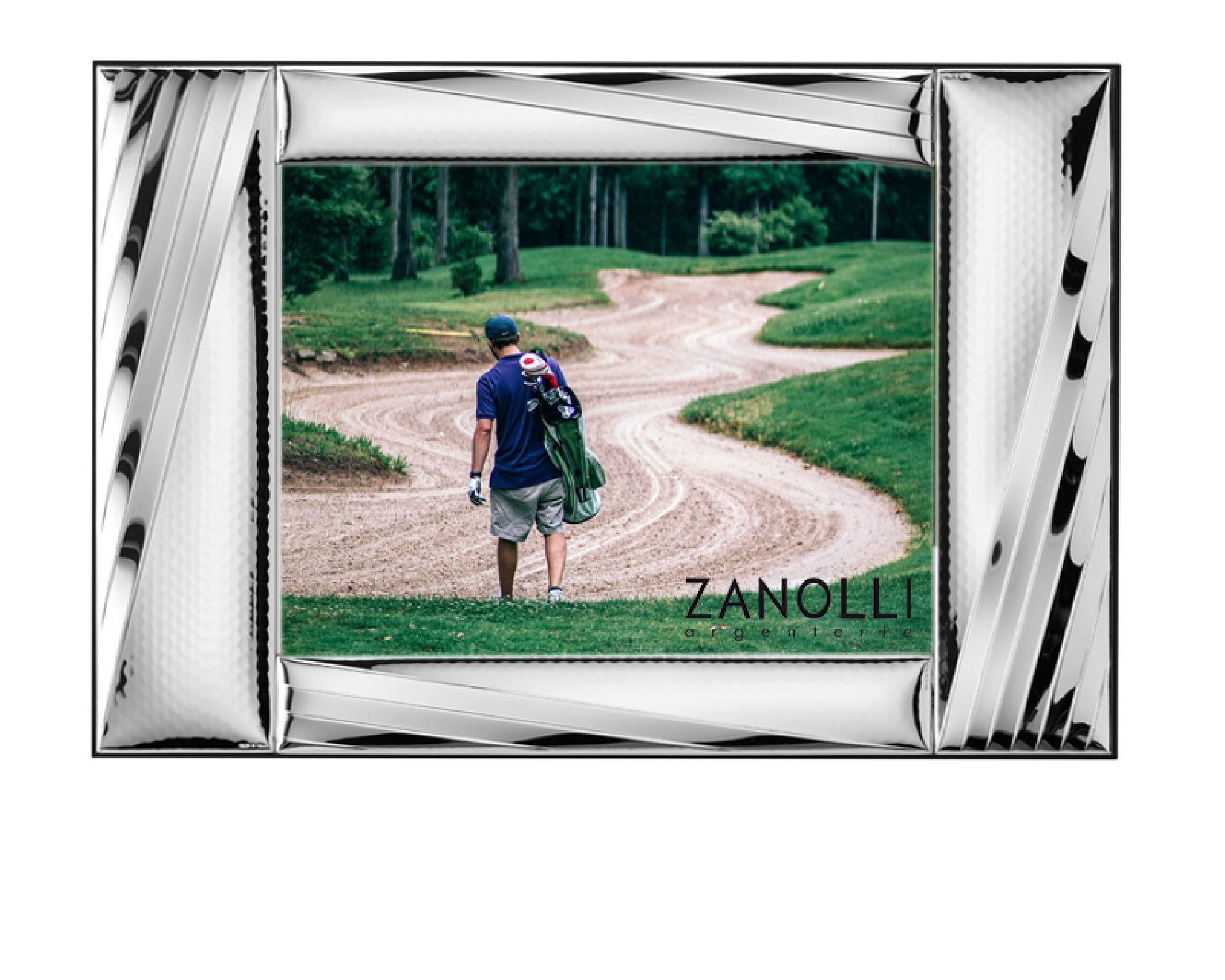 Cornice Da Parete E Da Appoggio Argento Pvd Con Decorazione A Bande Oblique Selezione Zanolli 14159 445560081l
