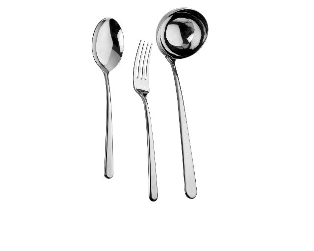 Serving set linear steel 3 pieces