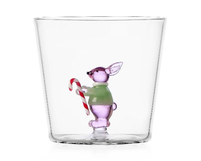 Tumbler glass pink rabbit woodland tales