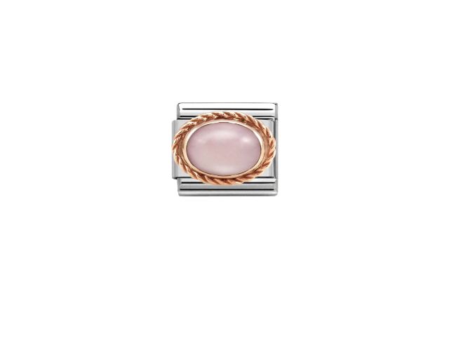 Opalina rosa composable acciaio e oro rosa