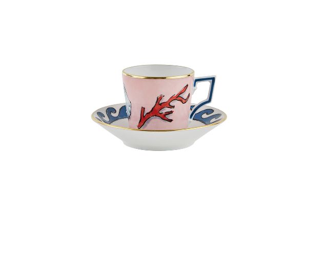 Set Tazze Caffe Il Viaggio Di Nettuno Porcellana 2 Pezzi Con Piattino Richard Ginori 161774 F10100x9177genb40