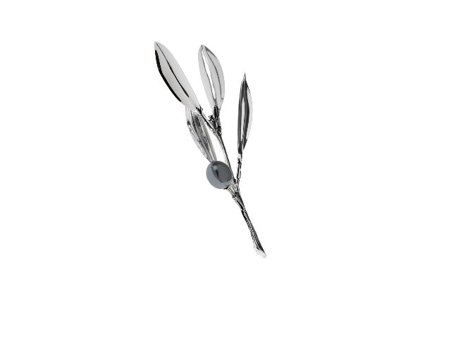 Bomboniera olivo argento 4 foglie lucide
