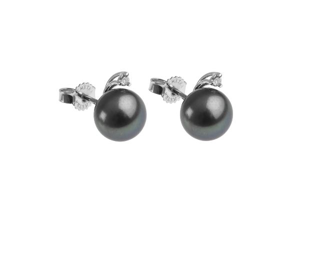 Earrings black pearl gold 750‰ with diamond