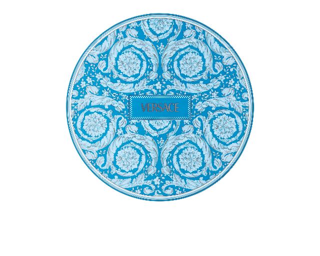 Serving plate barocco teal porcelain