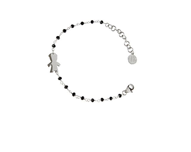 Bracelet mon amour silver with boy and black crystals