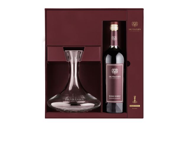 Gift box rosso nobile decanter and bordolese bottle