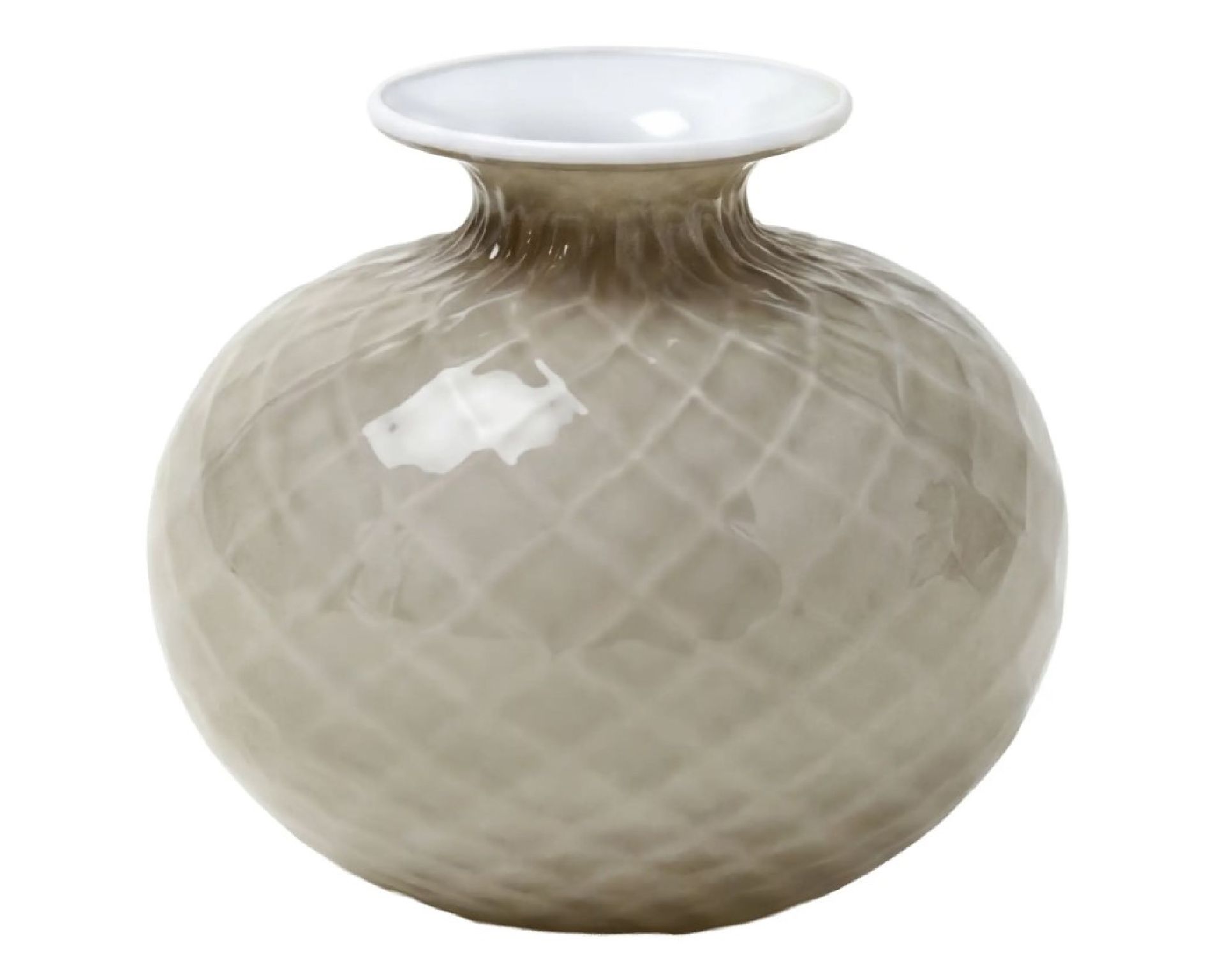 Vase Monofiore Balloton Murano Glass Grey White With White Ring Venini 192065 93110014tplala
