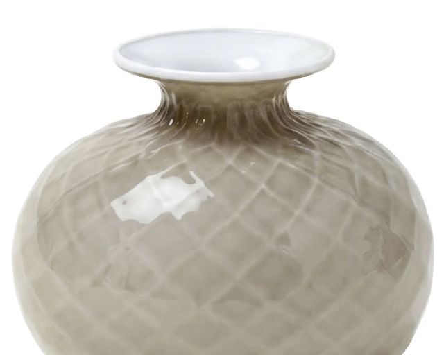 Vase Monofiore Balloton Murano Glass Grey White With White Ring Venini 192065 93110014tplala