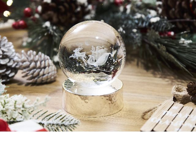 Crystal Ball Santa Claus With 3d Laser Engraving And Polished Silver Base Selezione Zanolli 185444 624babbo05