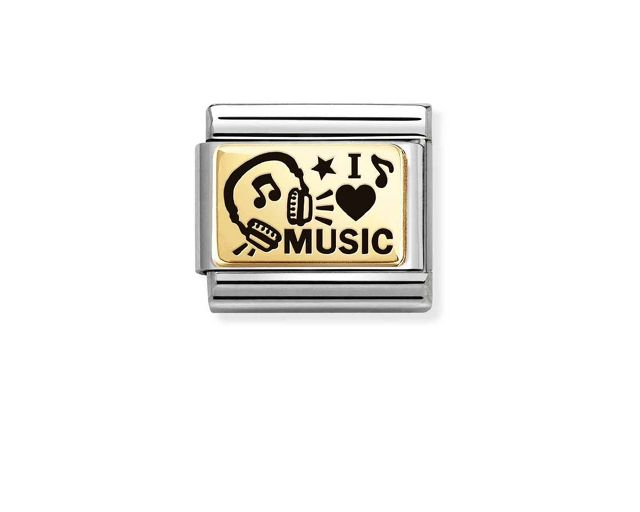 I love music composable acciaio oro e smalto