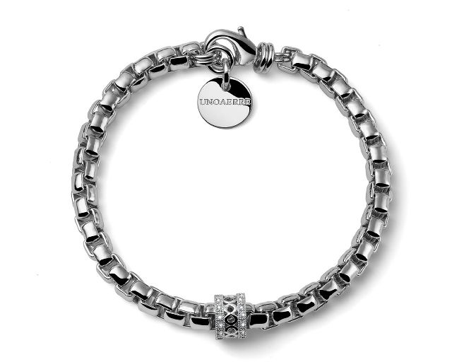 Bracciale classica in bronzo bianco con zirconi