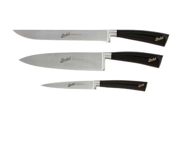 Set chef 3 pezzi elegance acciaio con manico nero