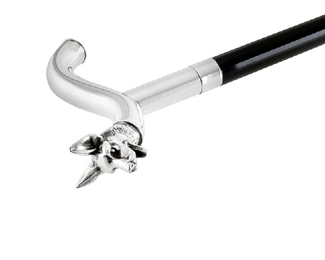 Bastone Da Passeggio Lupo In Metallo Con Impugnatura In Silver Plated Selezione Zanolli 16447 474unb43