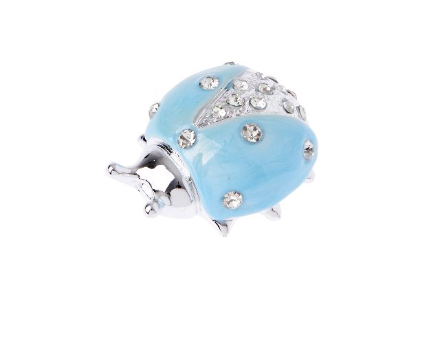 Figurina coccinella azzurra con cristalli