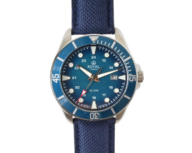 Orologio da polso uomo acciaio con quadrante blu e cinturino blu
