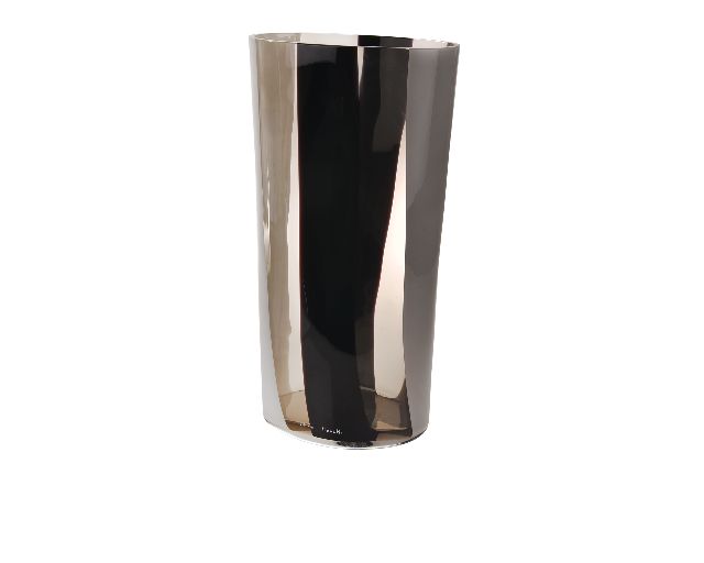 Vase ovale murano glass milk white, black and grey