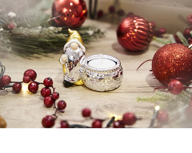 Idea regalo natale tealight babbo natale oro