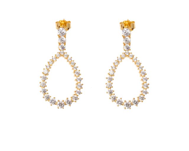 Pendant earrings luce silver with golden finish and cubic zirconia