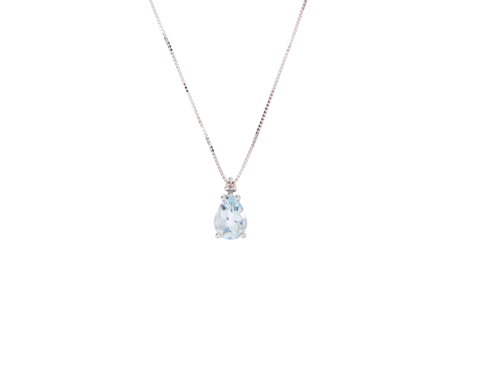 Necklace Gold 750 With Aquamarine Drop And Diamonds Selezione Zanolli