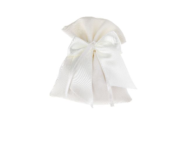 Sacchetto portaconfetti panna con fiocco panna