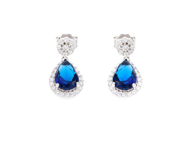 Orecchini luce argento con cubic zirconia e zircone zaffiro