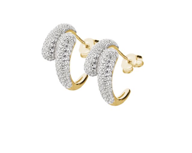 Earrings silver gold with zircons