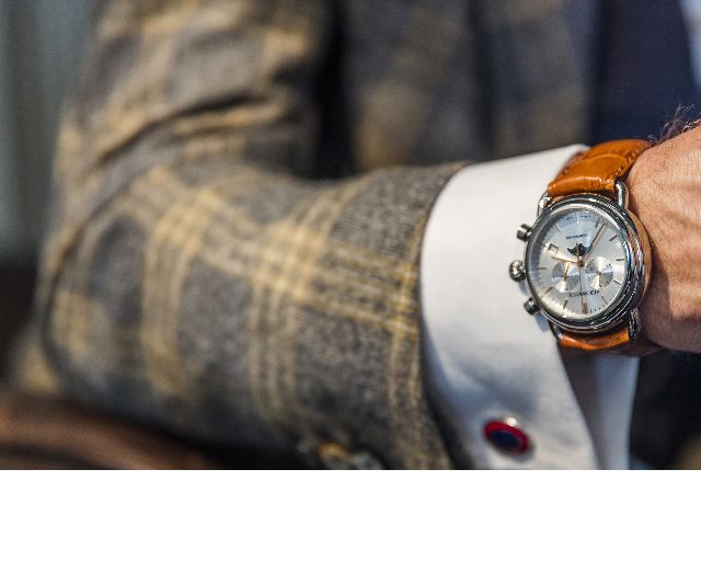 Chronograph steel with leather strap