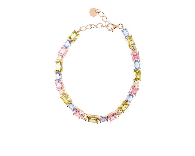Bracelet silver rosè with multicolored zircons