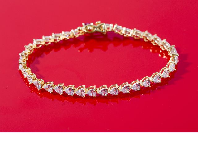 Bracciale mas amor argento dorato con cuori di cristallo