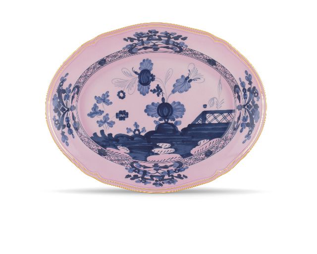 Oval tray oriente italiano azalea porcelain