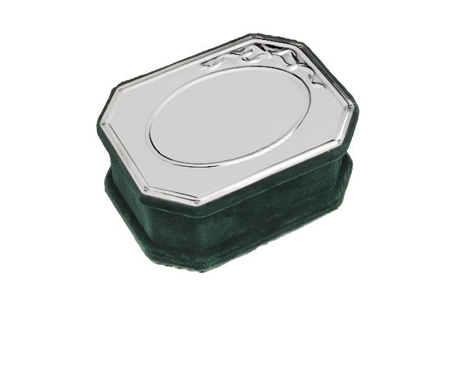 Scatola portagioie argento e velluto verde